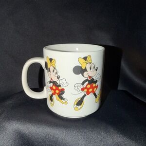 Disney Minnie Mouse Walk Around Mug Coffee Cup Vintage Korea Yellow Bow